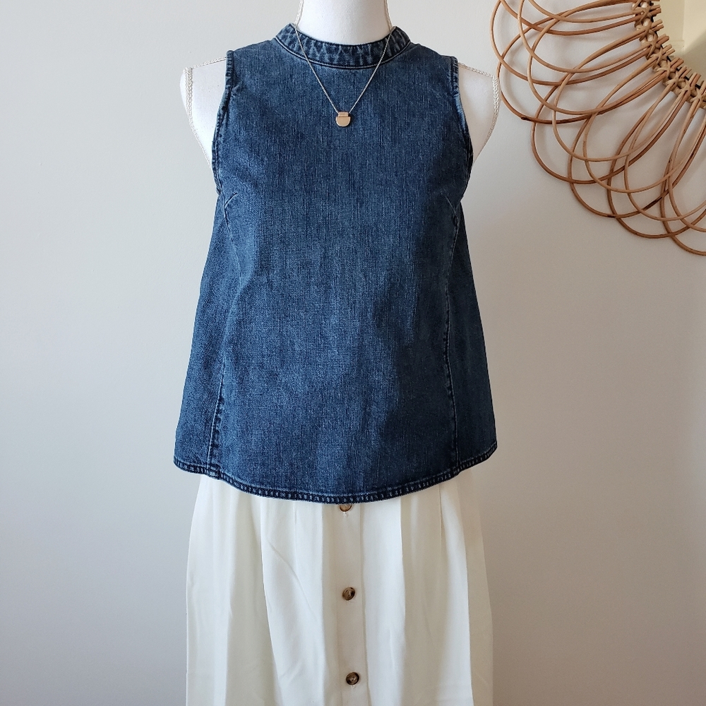 Anthro Holding Horses Blue Denim Sleeveless Blouse